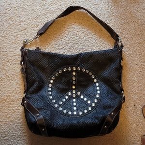Brown and Black Peach Sign Purse